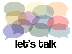 lots of speech bubbles with Lets talk on top